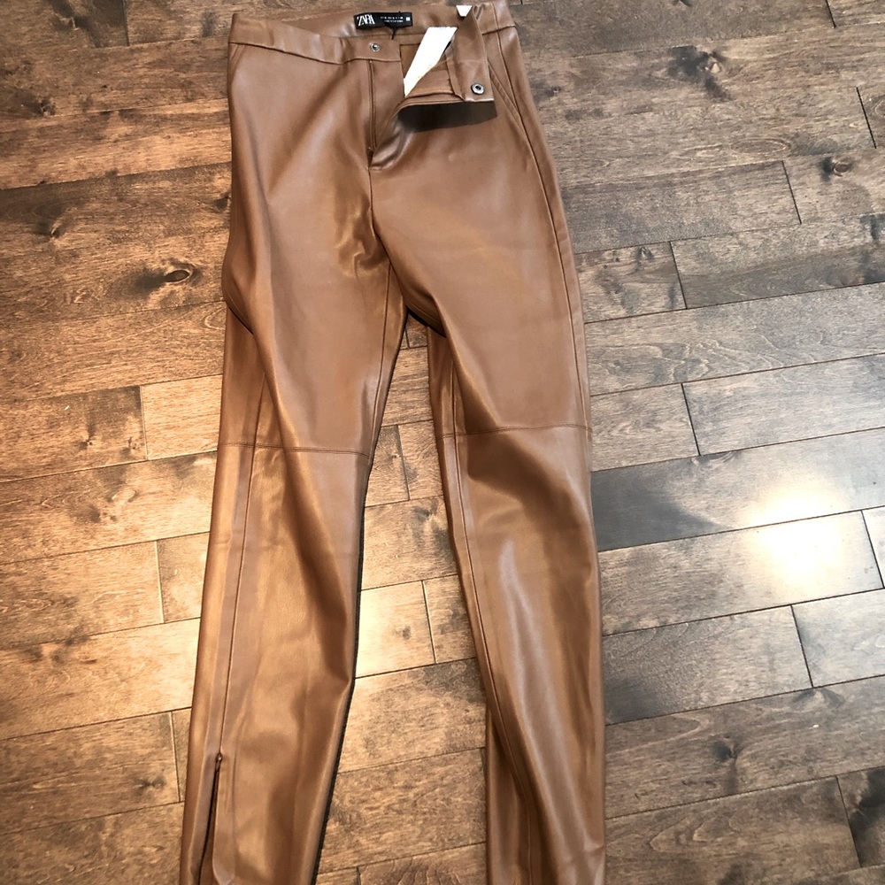 Zara leather legging brown